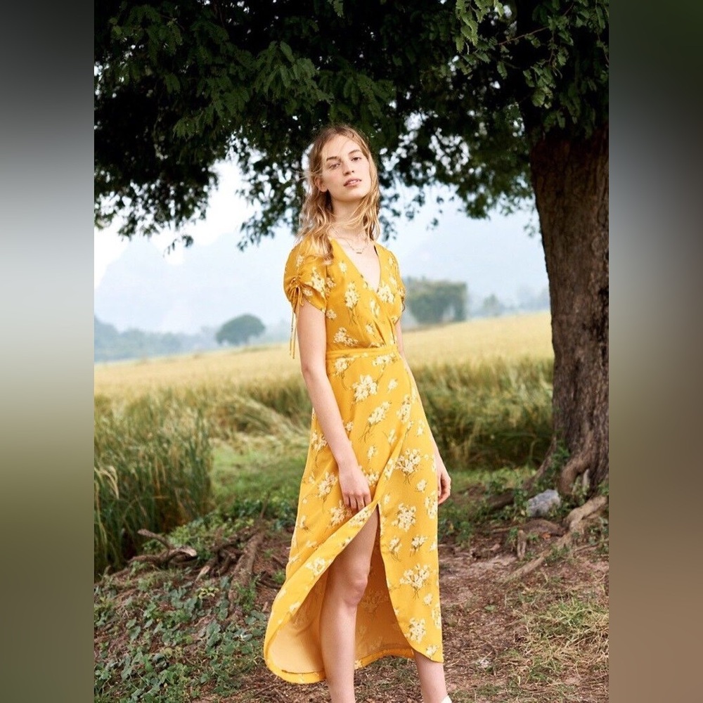 Madewell Silk Wrap Maxi Dress in Butterfly Garden size 2